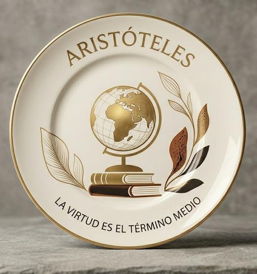 Plato decorativo inspirado en Aristóteles.