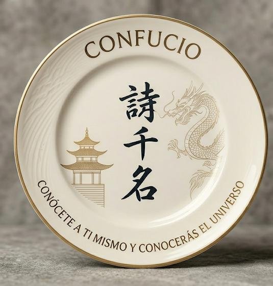 Plato decorativo inspirado en Confucio.
