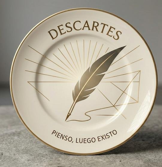Plato decorativo inspirado en René Descartes.